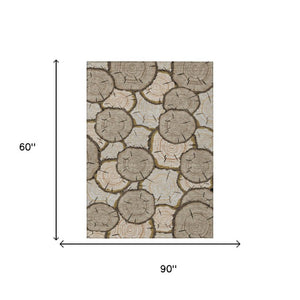 5x8 Faux Bois Polyester Area Rug Washable Stain Resistant for Patio or Living Room