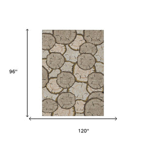 8x10 Faux Bois Polyester Area Rug Washable Stain Resistant Indoor Outdoor Khaki