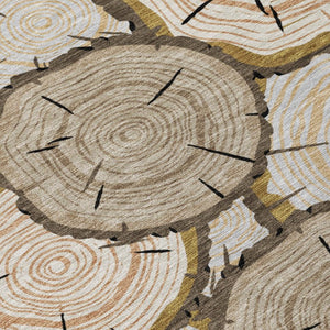 10 X 14 Faux Bois Polyester Area Rug Washable Stain Resistant Indoor Outdoor Use