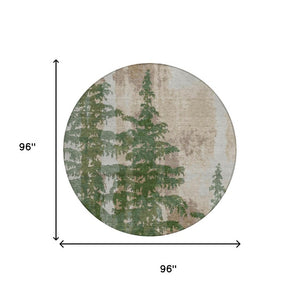 8 Foot Round Floral Polyester Rug Stain Resistant Washable for Indoor Outdoor Use