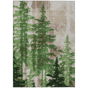 HomeRoots 9 X 12 Emerald Floral Polyester Area Rug Washable Stain Resistant Indoor Outdoor 743259