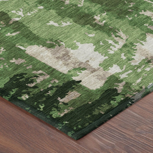10 X 14 Emerald Floral Polyester Area Rug Washable Stain Resistant Indoor Outdoor