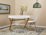 OSP Home Furnishings Juliette Vanity Desk White Top/Gold Legs