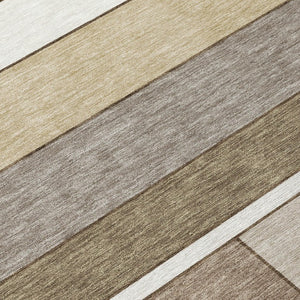 8 X 10 Beige Brown Geometric Polyester Rug for Patio Porch or Living Room Use