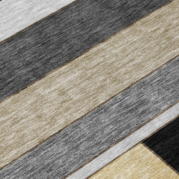 5x8 Geometric Polyester Area Rug Washable Stain Resistant Indoor Outdoor Graphite