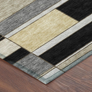 8 Ft Round Geometric Polyester Rug Washable for Patio Porch Kitchen or Family Room