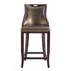 English Elm Emperor Solid Beech Wood Upholstered Barstool with Faux Leather, Foam Cushion & Footrest, 27" Seat Height Bronze B365P398052