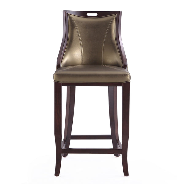 English Elm Emperor Solid Beech Wood Upholstered Barstool with Faux Leather, Foam Cushion & Footrest, 27" Seat Height Bronze B365P398052
