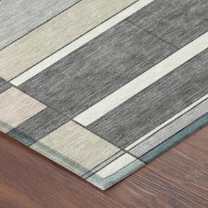 8 X 10 Gray Graphite Geometric Polyester Area Rug Stain Resistant Indoor Outdoor
