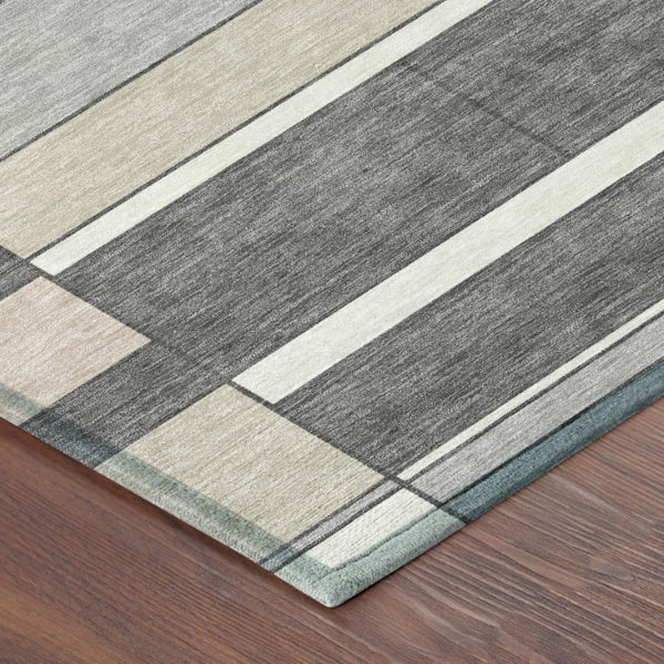 8 X 10 Gray Graphite Geometric Polyester Area Rug Stain Resistant Indoor Outdoor