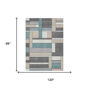 8 X 10 Gray Graphite Geometric Polyester Area Rug Stain Resistant Indoor Outdoor