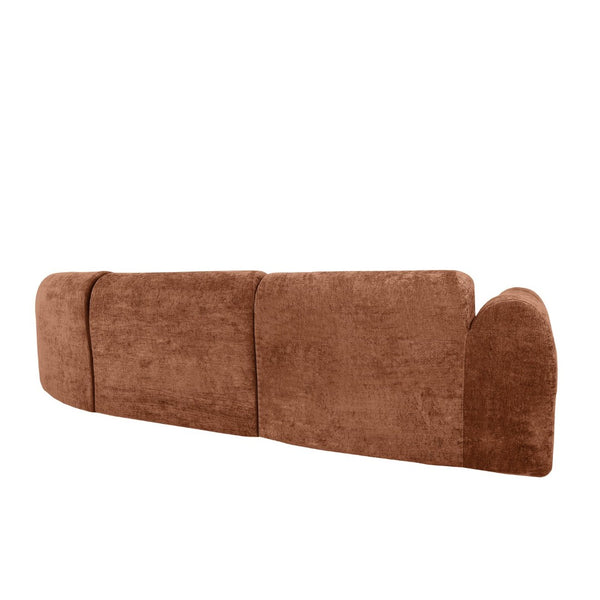 English Elm 140" Curved Sectional Sofa Plush Lamb Wool Upholstery 3 Piece Modular Living Room Set Orange N767P384981G