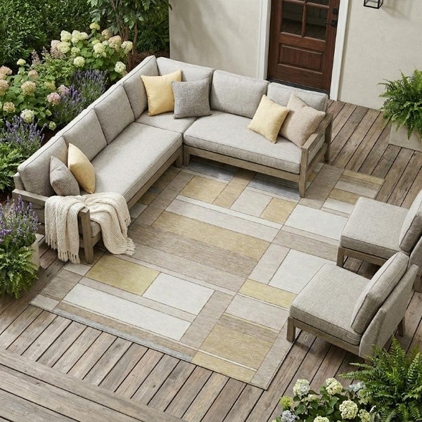 8 X 10 Geometric Polyester Area Rug Stain Resistant for Indoor Outdoor Living