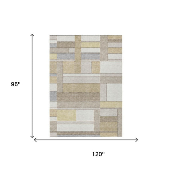 8 X 10 Geometric Polyester Area Rug Stain Resistant for Indoor Outdoor Living