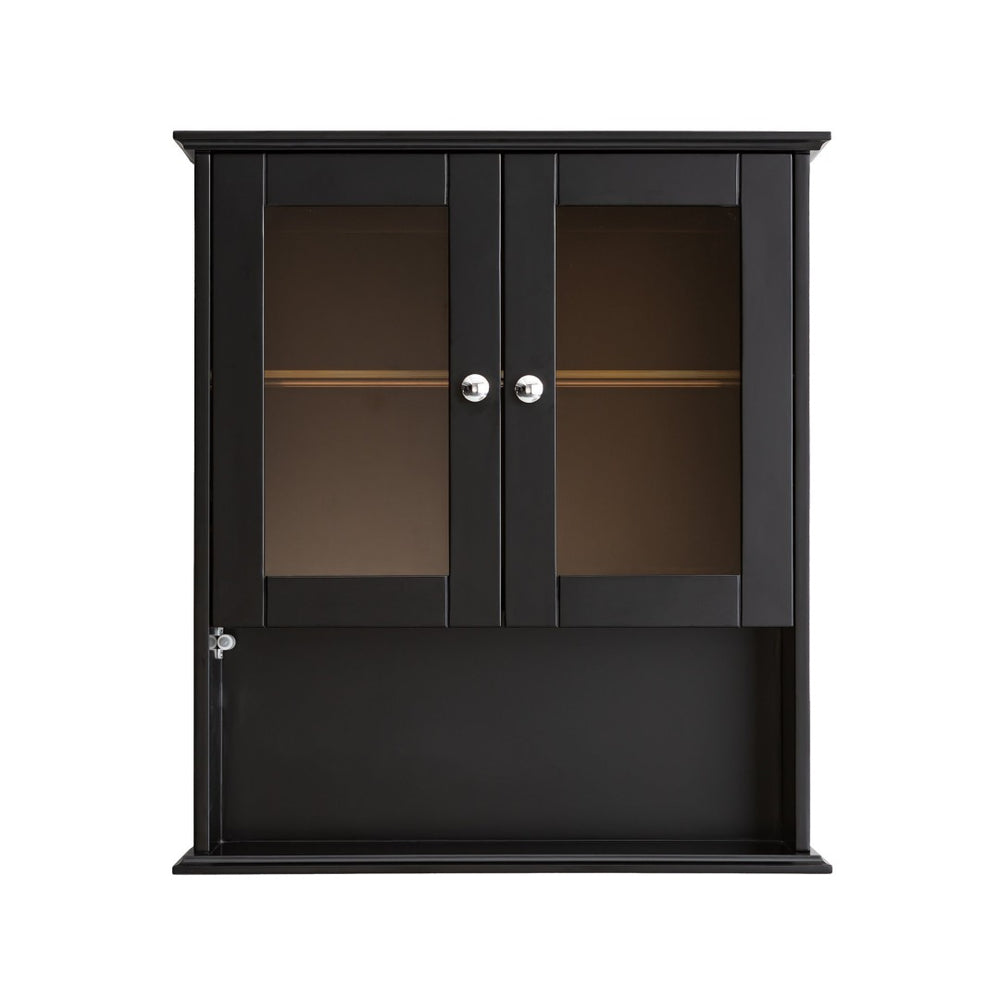 English Elm Upgraded Wall Mounted Bathroom Cabinet Mdf Over Toilet Storage with Soft Close Doors Black T3785P356592