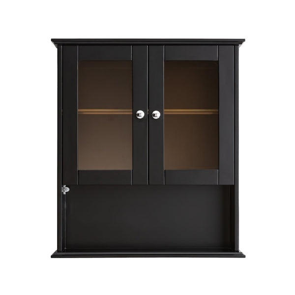 English Elm Upgraded Wall Mounted Bathroom Cabinet Mdf Over Toilet Storage with Soft Close Doors Black T3785P356592