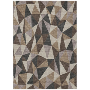 HomeRoots 5 X 8 Beige Brown Geometric Polyester Area Rug Washable Stain Resistant Indoor Outdoor 743310
