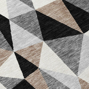 9 X 12 Graphite Geometric Polyester Area Rug Washable for Indoor Outdoor Use