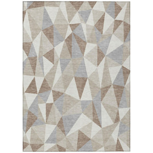 HomeRoots 10 X 14 Geometric Ivory Silver Polyester Area Rug Washable for Indoor Outdoor Use 743338