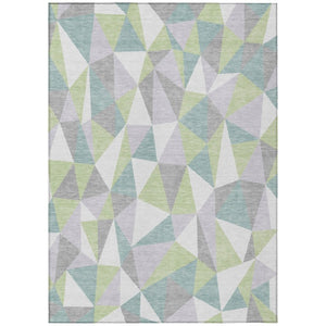 HomeRoots 5 X 8 Geometric Polyester Area Rug Washable Indoor Outdoor Stain Resistant Mint 743340