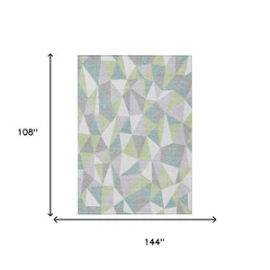9 X 12 Geometric Polyester Area Rug Washable for Patio Porch or Living Room Use