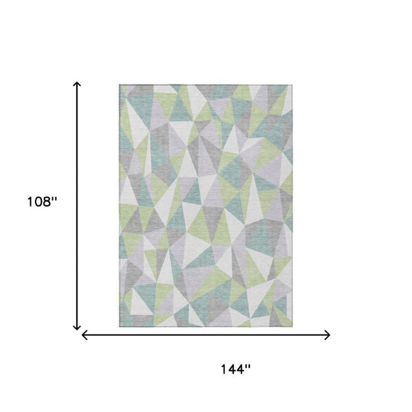 9 X 12 Geometric Polyester Area Rug Washable for Patio Porch or Living Room Use