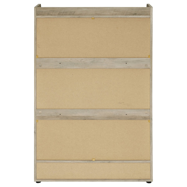 English Elm Kyla 3-Tier Engineered Wood Shoe Cabinet with Decorative Top Surface, Antique Pine Accents, Grey Finish B062P299909