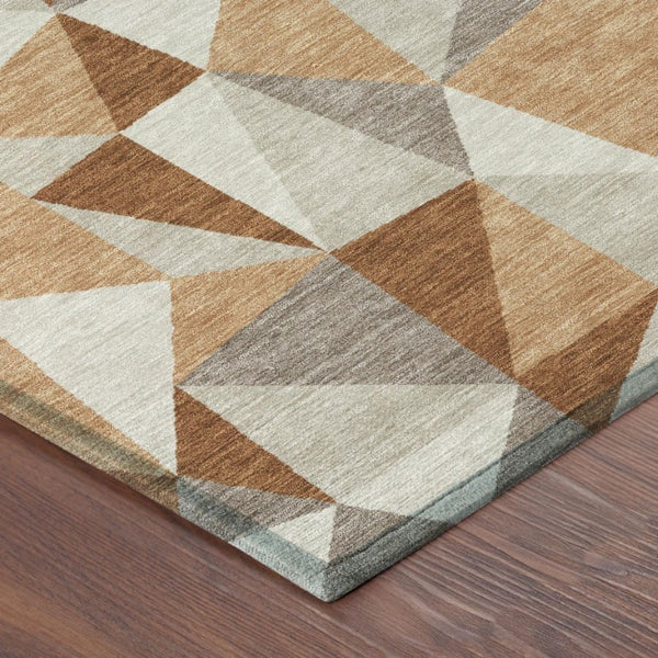 8 Ft Round Geometric Polyester Area Rug Washable for Indoor Outdoor High Traffic