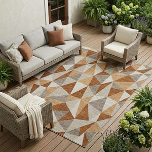 9x12 Geometric Indoor Outdoor Rug Washable Polyester Stain Resistant Patio Decor