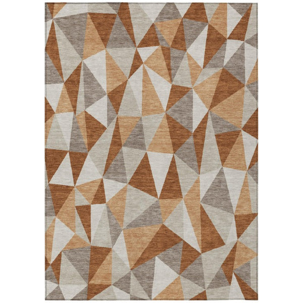 HomeRoots 9x12 Geometric Indoor Outdoor Rug Washable Polyester Stain Resistant Patio Decor 743355