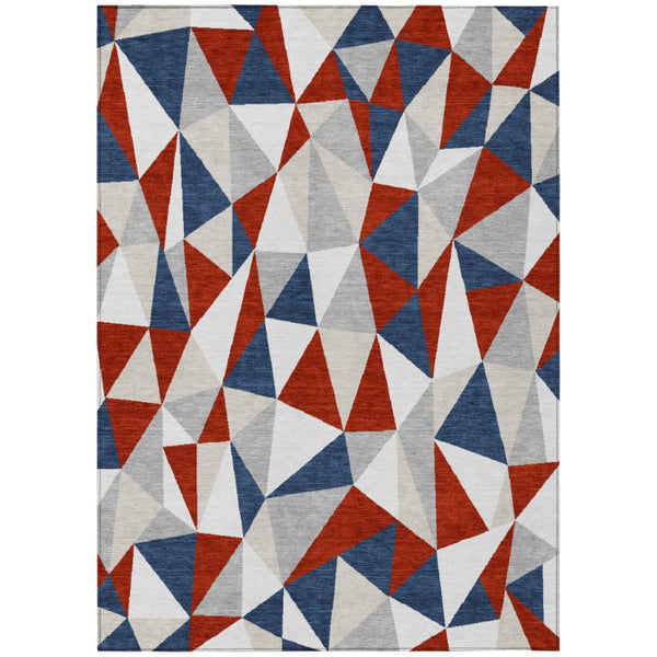8 Ft X 10 Ft Geometric Polyester Area Rug Washable Stain Resistant Patio Living
