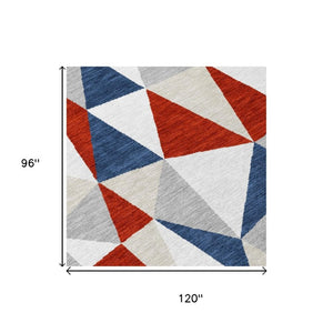 8 Ft X 10 Ft Geometric Polyester Area Rug Washable Stain Resistant Patio Living