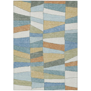 HomeRoots 8 Ft X 10 Ft Geometric Polyester Area Rug Washable for Patios and Living Rooms 743375