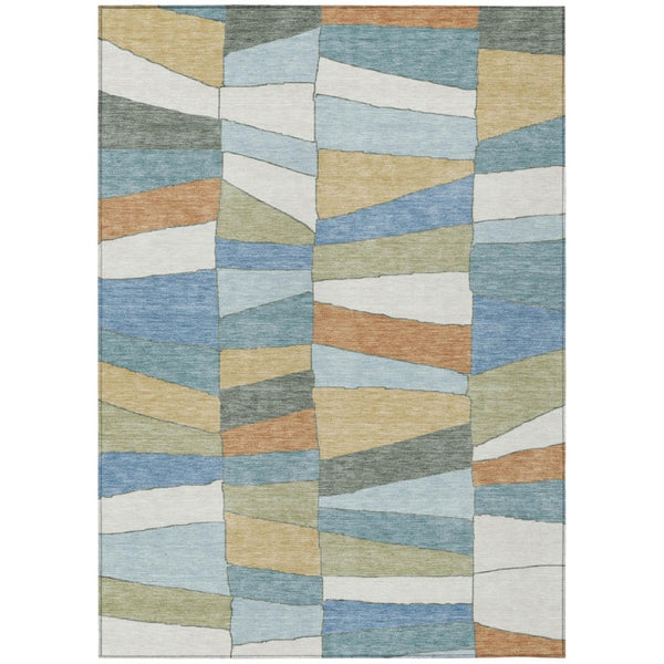 HomeRoots 8 Ft X 10 Ft Geometric Polyester Area Rug Washable for Patios and Living Rooms 743375