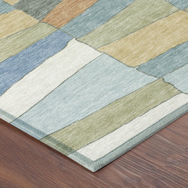 8 Ft X 10 Ft Geometric Polyester Area Rug Washable for Patios and Living Rooms