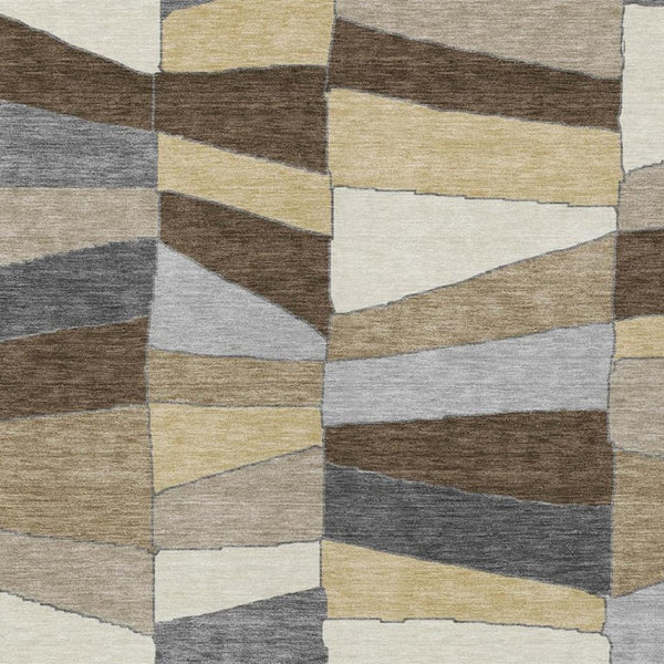5 X 8 Chocolate Brown Geometric Polyester Area Rug Washable for Indoor Outdoor Use