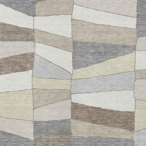 8x10 Ivory Beige Geometric Polyester Area Rug Stain Resistant for Patio or Living Room