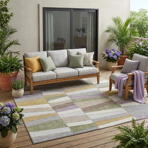 5 X 8 Pewter Gray Geometric Polyester Area Rug Washable Stain Resistant Indoor Outdoor