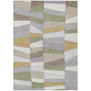 HomeRoots 5 X 8 Pewter Gray Geometric Polyester Area Rug Washable Stain Resistant Indoor Outdoor 743397