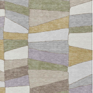 5 X 8 Pewter Gray Geometric Polyester Area Rug Washable Stain Resistant Indoor Outdoor