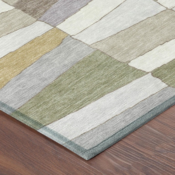 5 X 8 Pewter Gray Geometric Polyester Area Rug Washable Stain Resistant Indoor Outdoor