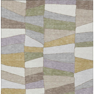 5 X 8 Pewter Gray Geometric Polyester Area Rug Washable Stain Resistant Indoor Outdoor