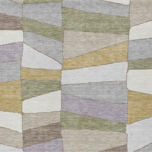 5 X 8 Pewter Gray Geometric Polyester Area Rug Washable Stain Resistant Indoor Outdoor