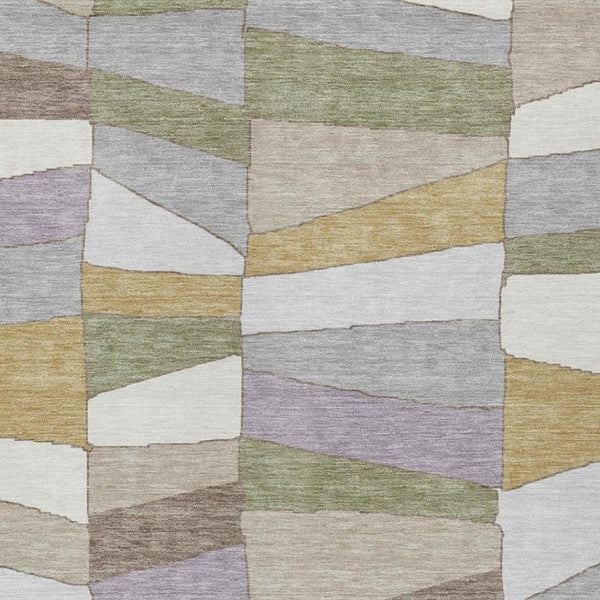 5 X 8 Pewter Gray Geometric Polyester Area Rug Washable Stain Resistant Indoor Outdoor