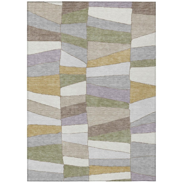 HomeRoots 9 X 12 Pewter Gray Geometric Polyester Area Rug Stain Resistant Indoor Outdoor 743400
