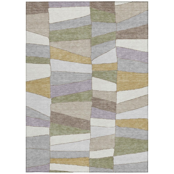9 X 12 Pewter Gray Geometric Polyester Area Rug Stain Resistant Indoor Outdoor