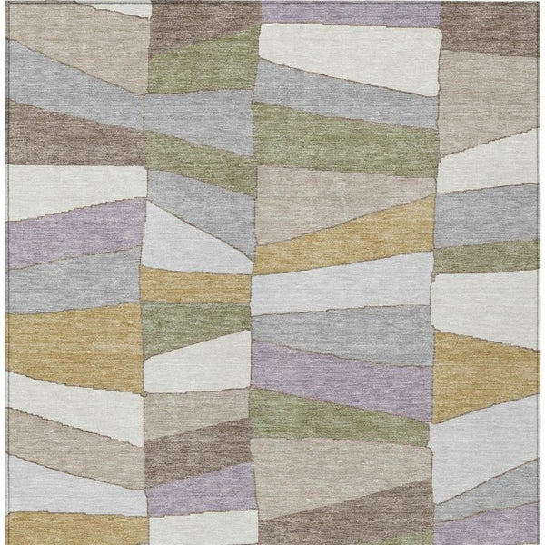 10 X 14 Pewter Gray Geometric Polyester Washable Area Rug for Indoor Outdoor Use