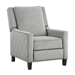 English Elm Modern Reclining Chair with Textured Upholstery, Nailhead Trim & Solid Wood Frame for Living Rooms Gray 30.75 L x 34 W x 27.25 H B011P190689