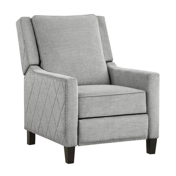 English Elm Modern Reclining Chair with Textured Upholstery, Nailhead Trim & Solid Wood Frame for Living Rooms Gray 30.75 L x 34 W x 27.25 H B011P190689