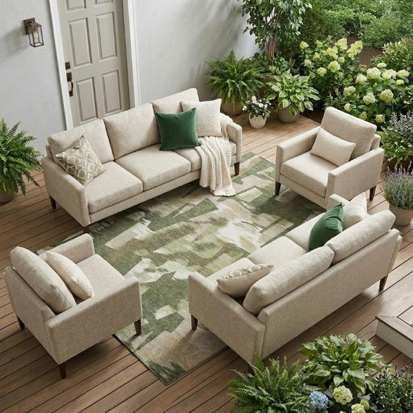 8 X 10 Olive Abstract Polyester Area Rug Washable Indoor Outdoor Pet Friendly